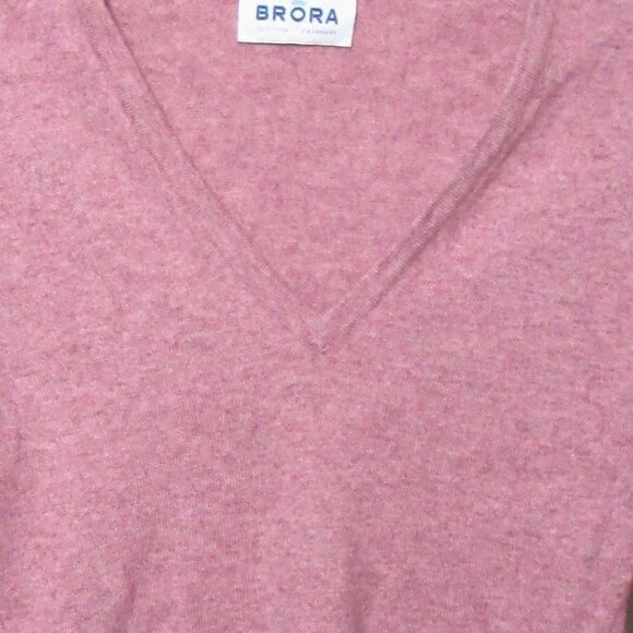 Brora Scottish Cashmere V-neck Heather Pink Sweater Women's Small - Picture 4 of 9